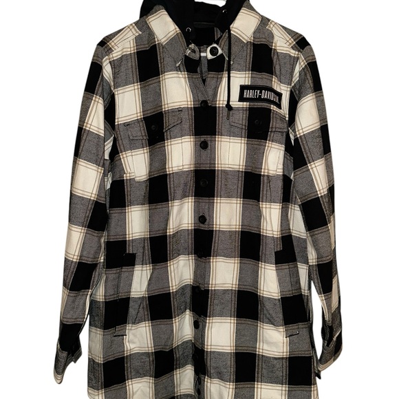 Harley-Davidson Jackets & Blazers - Harley-Davidson Thrill Seeker Tunic Button Down Removable Hood YD Plaid Size XL